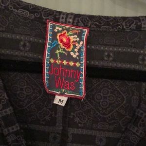 Johnny Was black/charcoal embroidery top